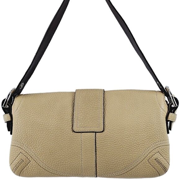 COACH 3511 Soho Ivory Pebble Leather Buckle Flap Small Shoulder Bag - Picture 3 of 16